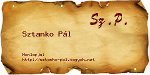 Sztanko Pál névjegykártya